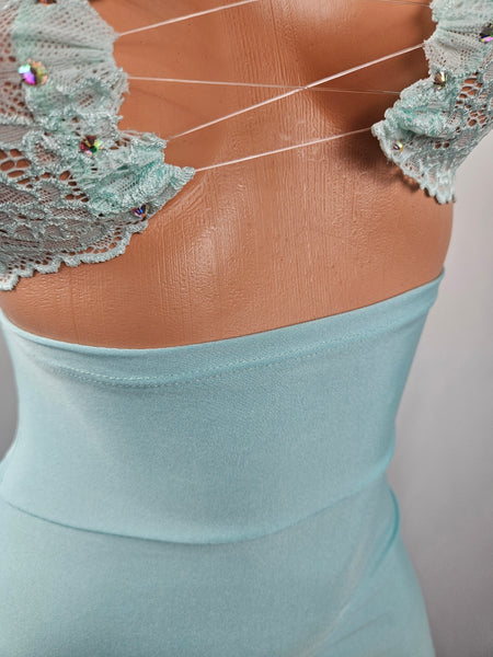 High Waist Lace Top Mini Dress