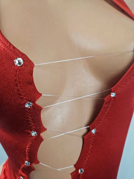 Red Lace Up Monokini