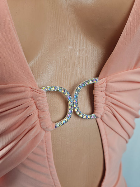 Peach Halter Mini Dress (Small)