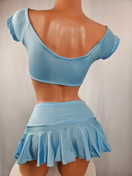 Cap Sleeve Lace Ruffle Skirt Set