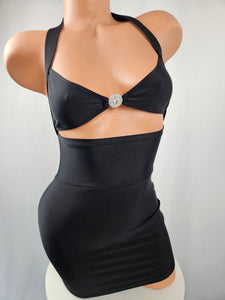 Black High Waist Cut Out Mini Dress