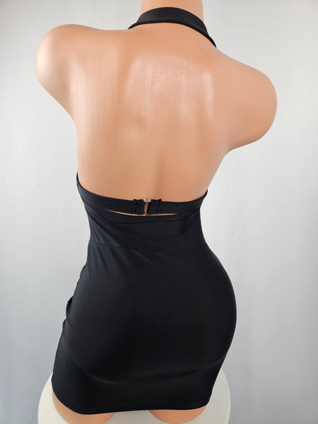 Black High Waist Cut Out Mini Dress