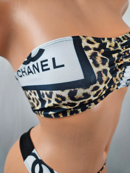 Designer Animal Print High Waist Thong Bikini