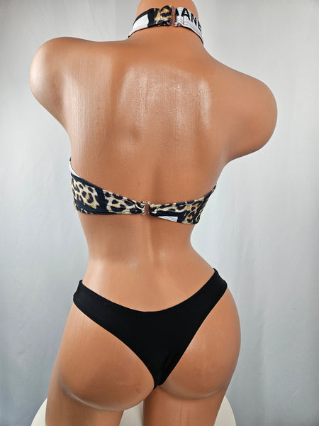 Designer Animal Print High Waist Thong Bikini
