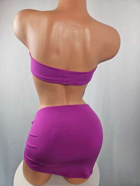 Drape Cowl Top Ring Skirt Set