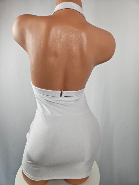 White High Waist Lace Top Mini Dress