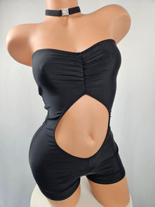 Black Strapless Romper w/ Matching Choker