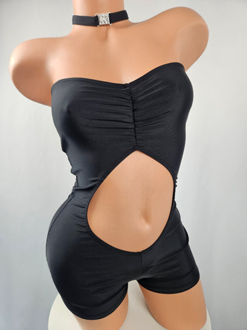 Black Strapless Romper w/ Matching Choker