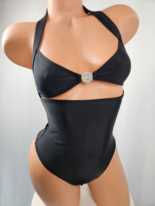Black High Waist Cut Out Monokini
