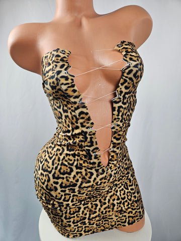 Strapless Lace Up Mini Dress