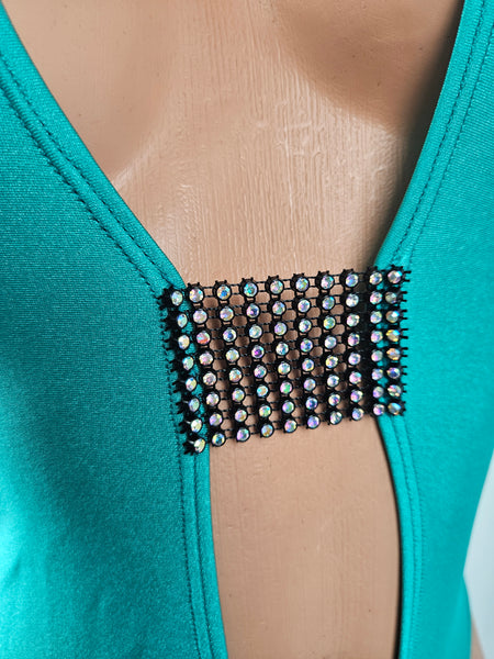 Teal Deep V Monokini