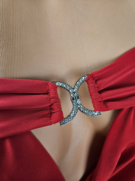 Red Long Skirt Set w/ Cowl Top