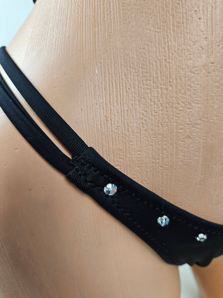 Double Strap Slashed Tank Top Thong Bikini