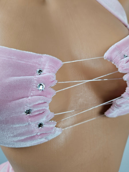 Baby Pink Velvet Skirt Set
