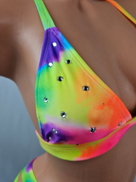 Neon Tie Dye Slash Short Set
