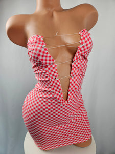 Strapless Lace Up Mini Dress