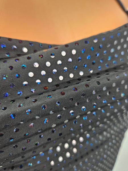 Black Sequined Drawstring Mini Dress