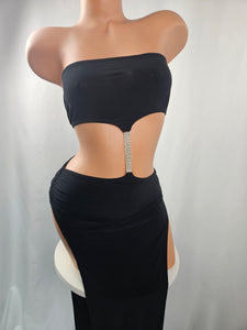Black Strapless Cut Out Gown
