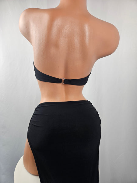 Black Strapless Cut Out Gown