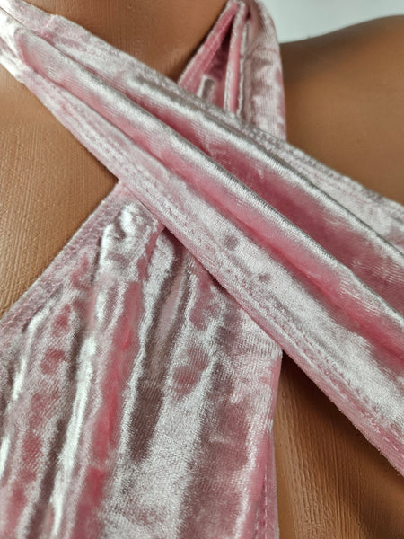 Pink Crushed Velvet Skirt Set