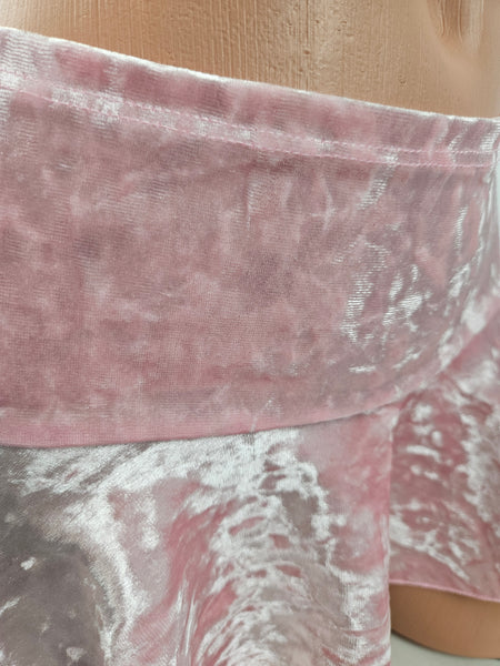 Pink Crushed Velvet Skirt Set