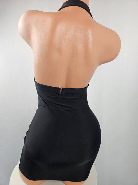 Black High Waist Cut Out Mini Dress