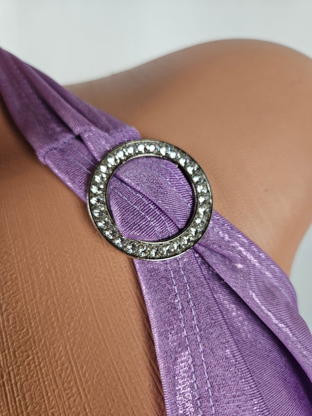 Metallic Purple Draped Cowl Gown