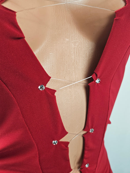 Red Lace Up Gown