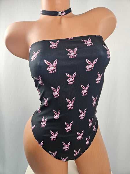 Strapless Mesh Back Romper w/ Matching Choker