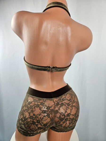 Sequined Lace Short Set