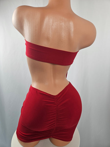 Strapless Cowl Drape Mini Dress