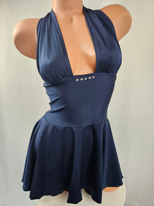 Navy Blue Flared Mini Dress