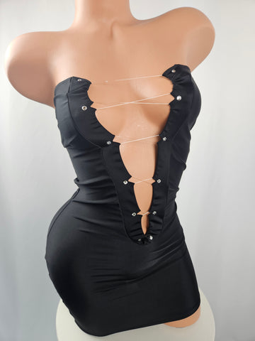 Strapless Lace Up Mini Dress