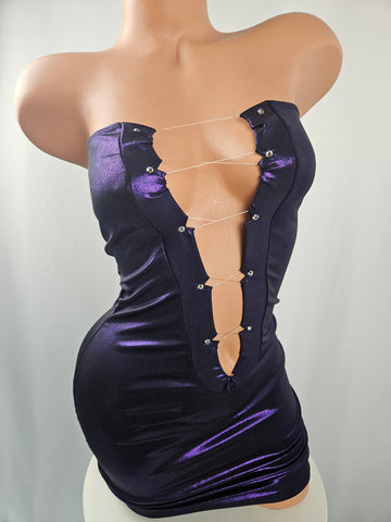 Strapless Lace Up Mini Dress
