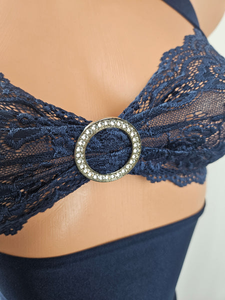 Navy Blue High Waist Cut Out Monokini