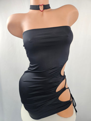 Strapless Lace Up Mini Dress w/ Matching Choker