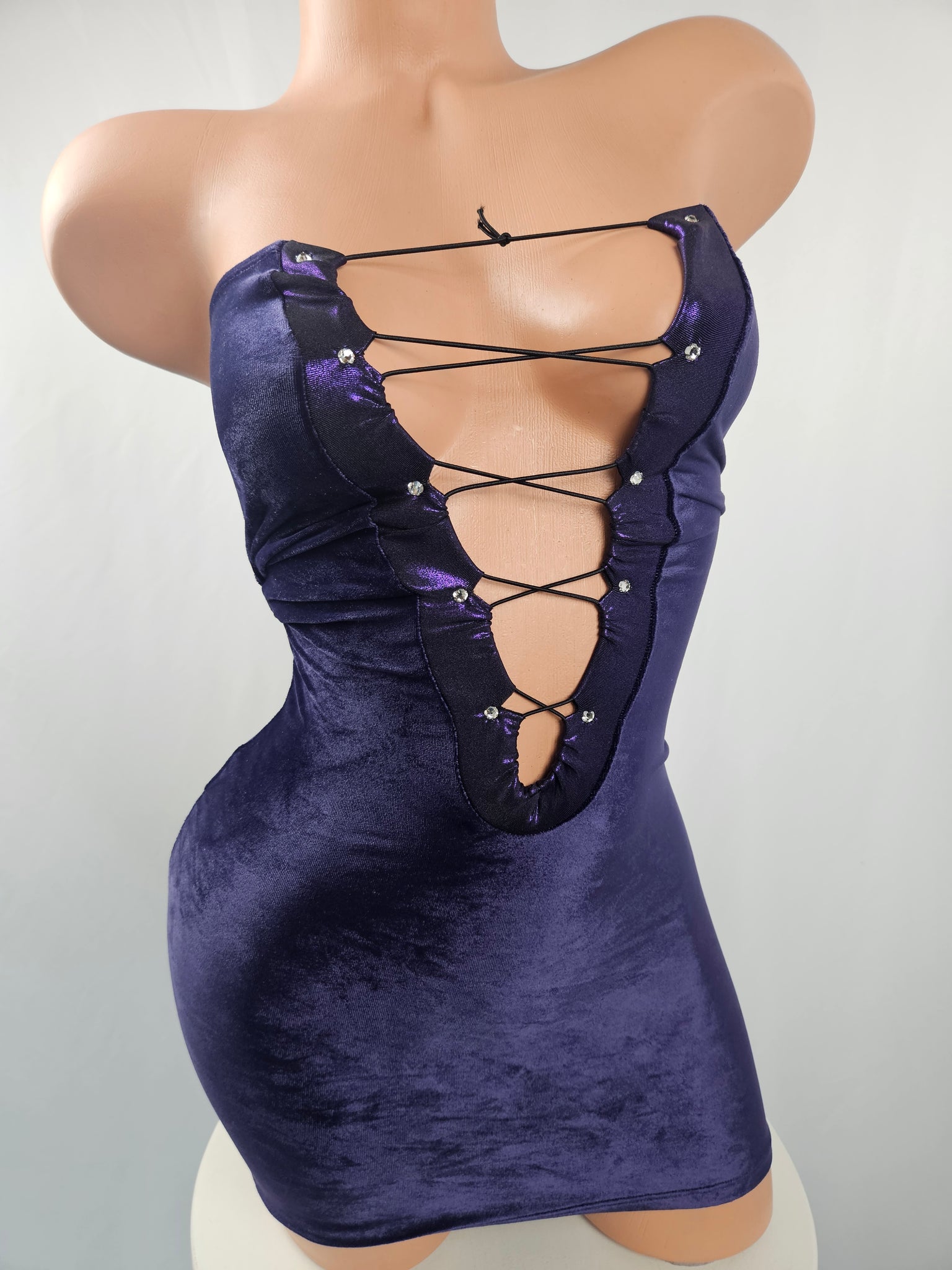 Strapless Lace Up Mini Dress