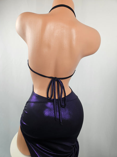 Metallic Purple Adjustable Drawstring Gown