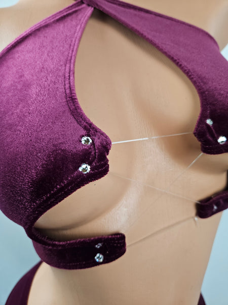 Burgundy Velvet Skirt Set