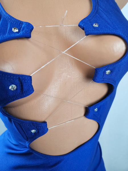 Royal Blue Lace Up Mini Dress