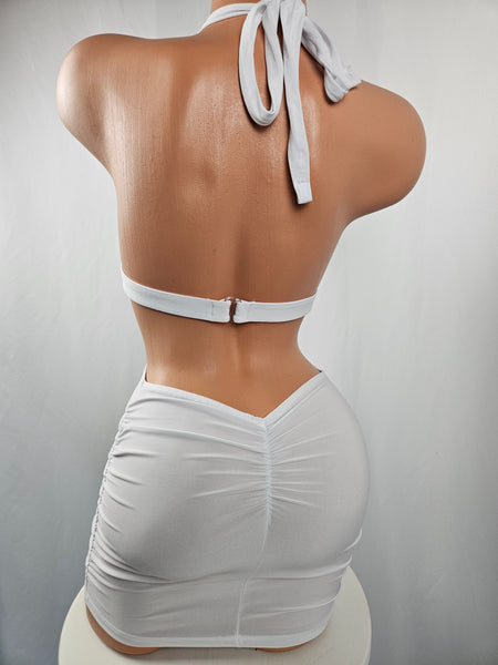 White Cut Out Ring Mini Dress