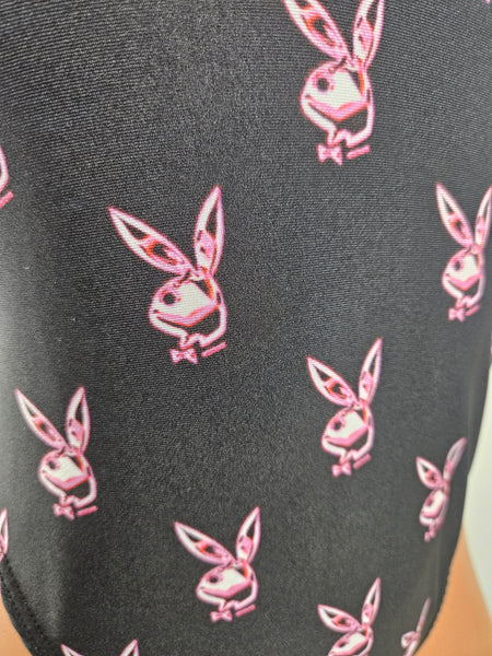 Bunny Print String Back Monokini w/ Matching Choker