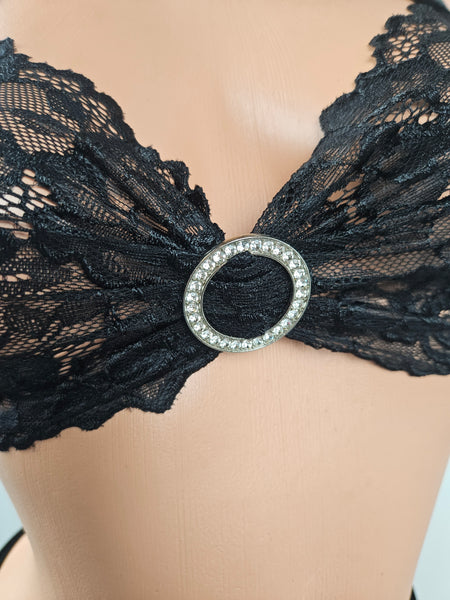 Black Lace Top Thong Bikini