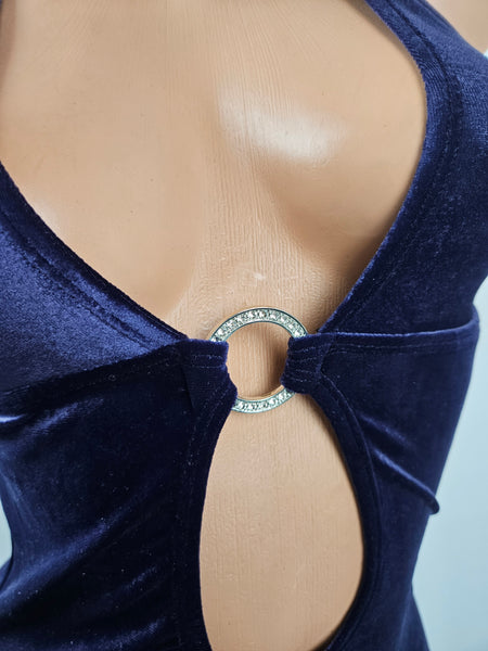 Dark Blue Velvet Mini Dress