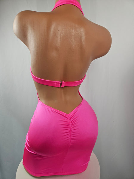 Pink Cut Out Mini Dress