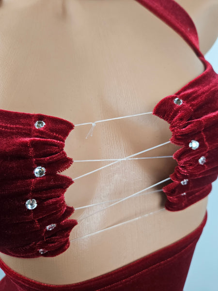 Velvet High Waist Cut Out Mini Dress