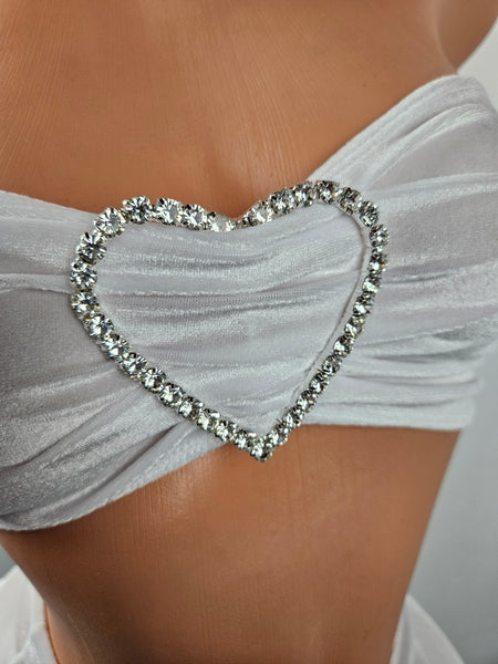 Bandeau Velvet Skirt Set