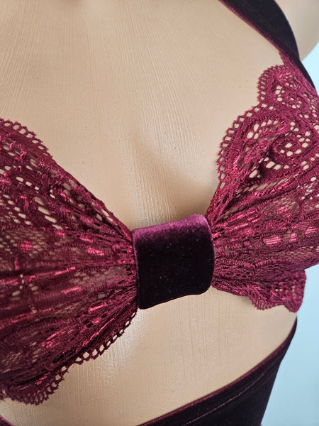 Velvet & Lace High Waist Cut Out Mini Dress