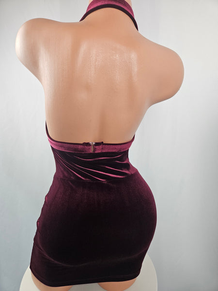 Velvet & Lace High Waist Cut Out Mini Dress