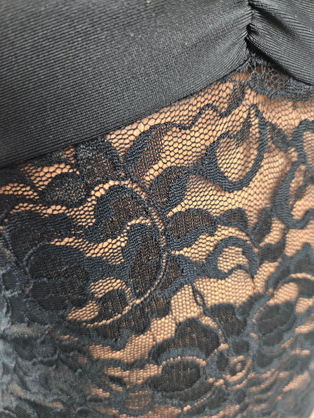 Black Lace Strapless Thong Back Romper w/ Matching Choker